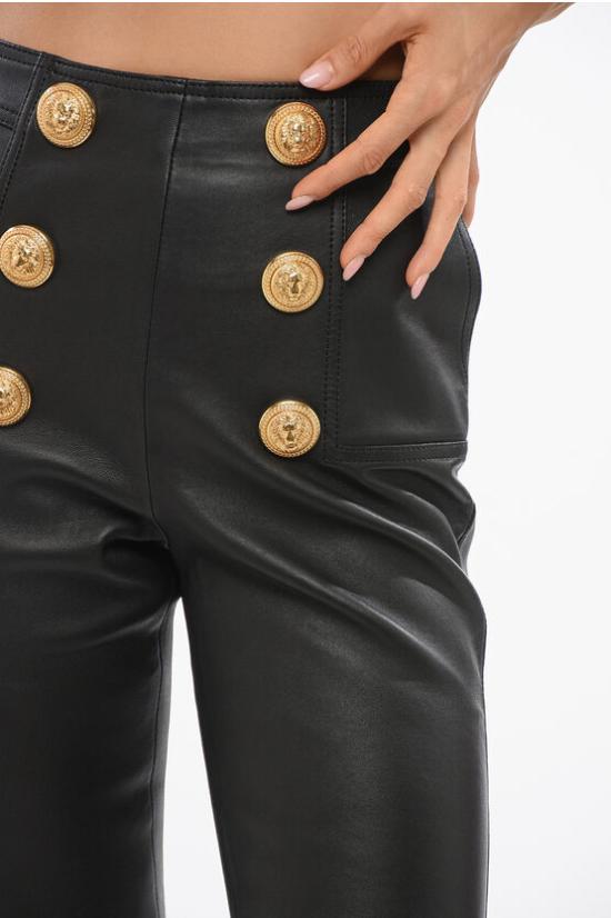  발망 가죽 팬츠 YF1QD006LB630PA Black - BALMAIN