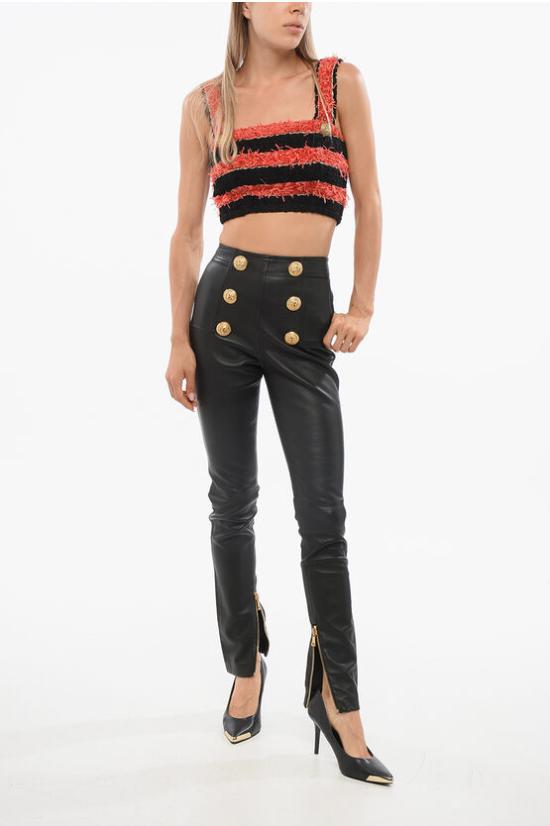  발망 가죽 팬츠 YF1QD006LB630PA Black - BALMAIN