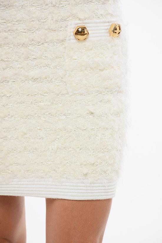  발망 미디 스커트 YF0LB015KC820FA White - BALMAIN