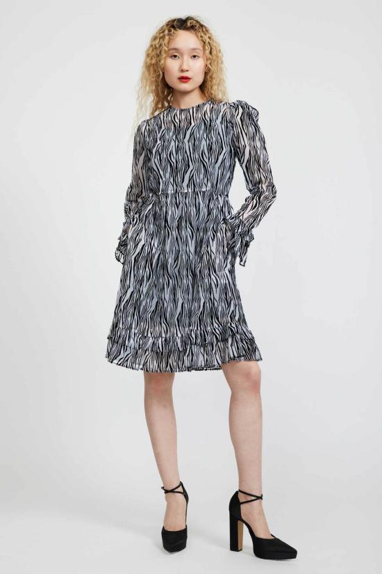  BATSHEVA 숏 원피스 바체바 칼라리스 프레리 드레스 플록드 제브라