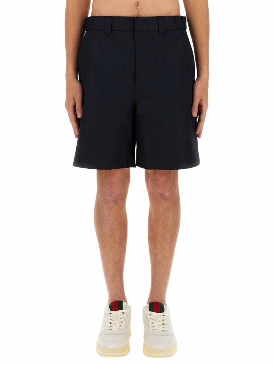 26FW 구찌 웹 디테일 더블 코튼 트윌 쇼츠 784043 ZAQH54440 BLUE