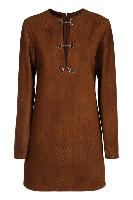 25SS 구찌 GG 스웨이드 홀스빗 원피스  817757XNA5G 2234 BROWN