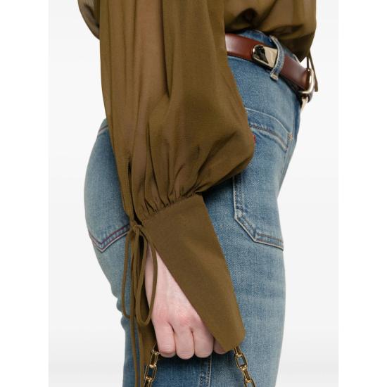 25FW 안다마네 블라우스 T180945A TNS038 CIGAR GREEN - ANDAMANE