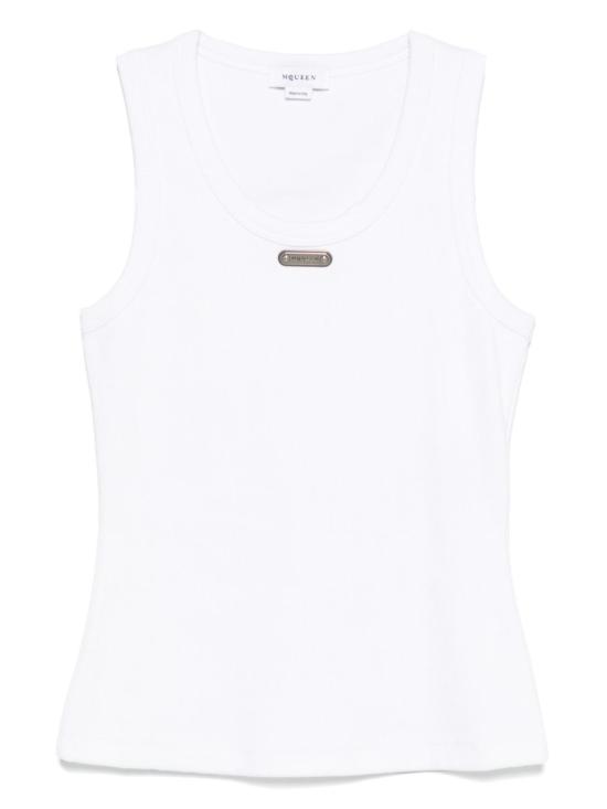 25FW 알렉산더 맥퀸 로고 플래킷 탱크탑 839507QLAER9000 OPTICAL WHITE - ALEXANDER MCQUEEN