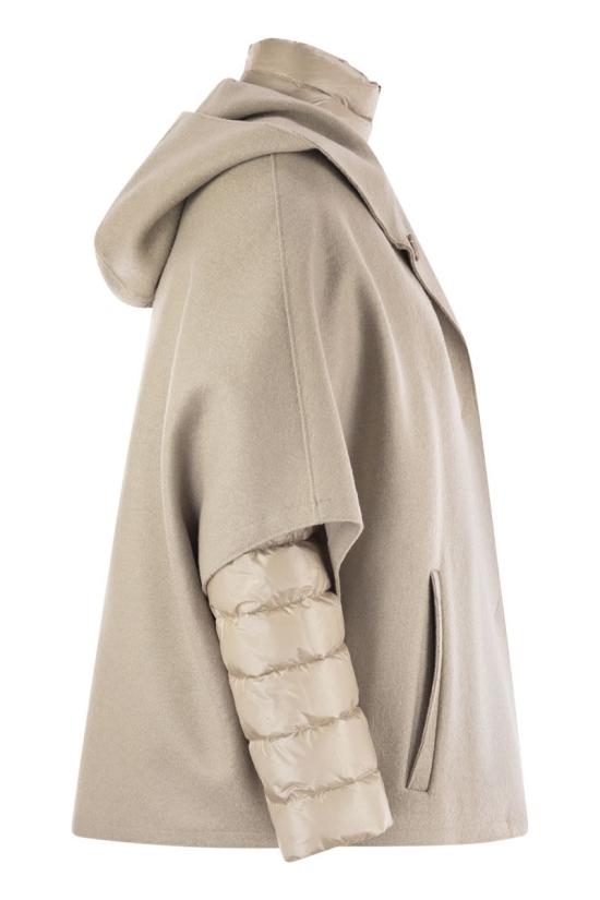 25FW 에르노 펠트 울 & 울트라라이트 나일론 리조트 케이프 PI00154DR33372 1983 BEIGE - HERNO