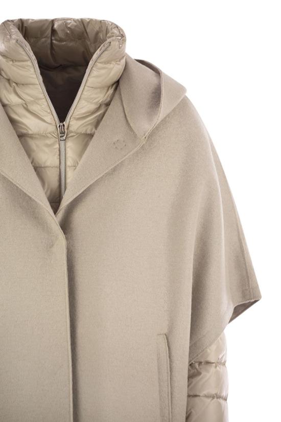 25FW 에르노 펠트 울 & 울트라라이트 나일론 리조트 케이프 PI00154DR33372 1983 BEIGE - HERNO