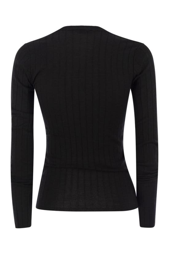 25FW 브루넬로 쿠치넬리 스파클링 캐시미어 실크 립 스웨터 M41862202P C101 BLACK - BRUNELLO CUCINELLI