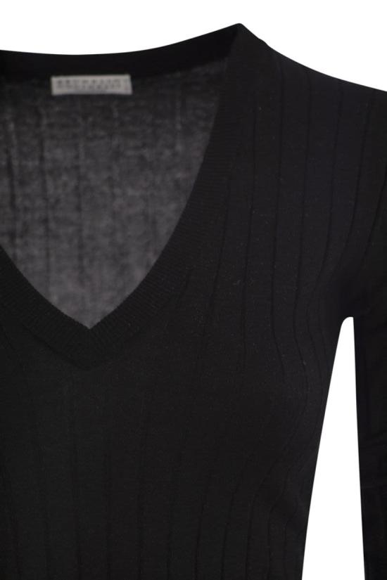 25FW 브루넬로 쿠치넬리 스파클링 캐시미어 실크 립 스웨터 M41862202P C101 BLACK - BRUNELLO CUCINELLI