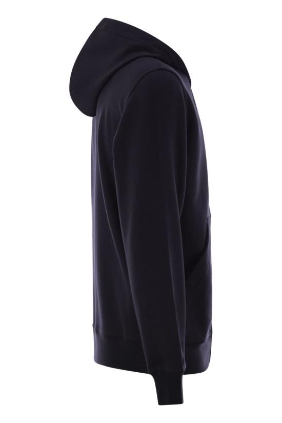 25FW 브루넬로 쿠치넬리 테크노 코튼 플리스 후드 집업 MW8639069G C4425 NAVY - BRUNELLO CUCINELLI
