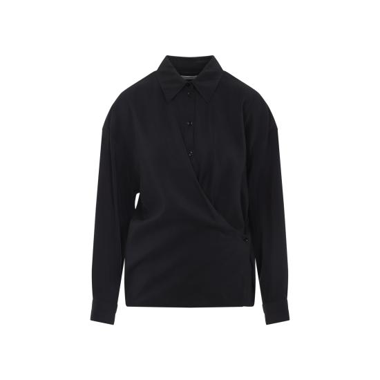 26SS 르메르 스트레이트 칼라 트위스트 셔츠 SH1141LF1308 BK999 BLACK