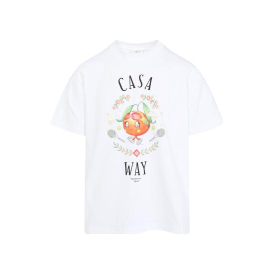 25FW 카사블랑카 반팔 티셔츠 MAW25JTS00102 ORANGE WHITE