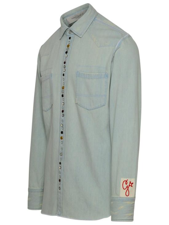  골든구스 해머드 스터드 데님 셔츠 GMP00487 P000636 50100 Blue - GOLDEN GOOSE