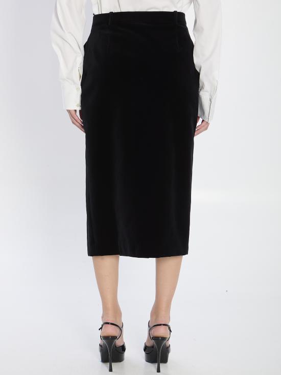 25FW 생로랑 미디 스커트 826769Y580T 1000 BLACK - SAINT LAURENT