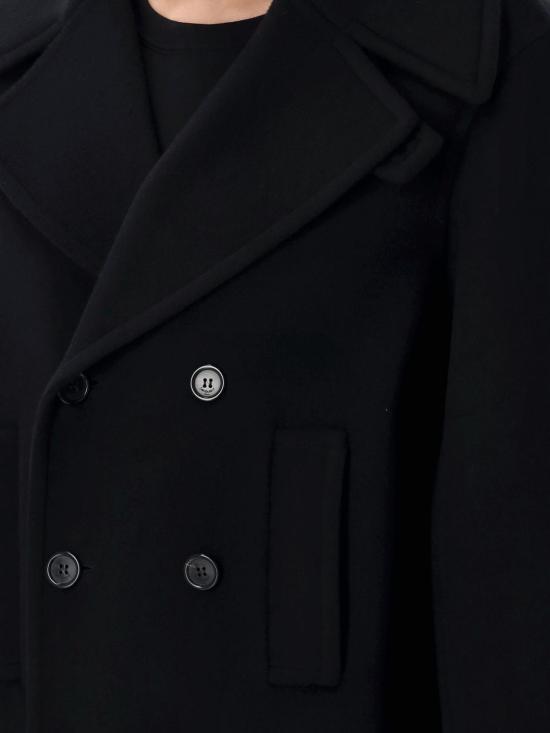 25FW 생로랑 울 피코트 838047Y060R 1005 Black - SAINT LAURENT