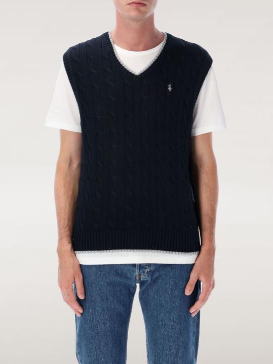 25FW 폴로 랄프로렌 케이블 니트 베스트 710970288 001 Blue