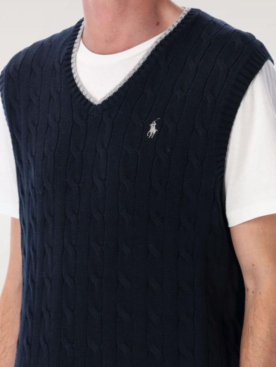 25FW 폴로 랄프로렌 케이블 니트 베스트 710970288 001 Blue - POLO RALPH LAUREN