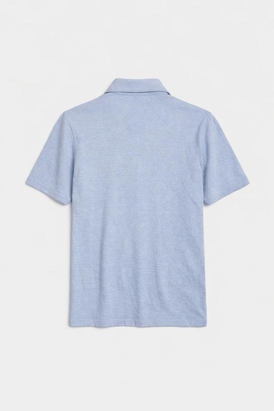  블루&크림 반팔 셔츠 반팔 슬럽 버튼다운 파티나 블루 - BLUE&CREAM