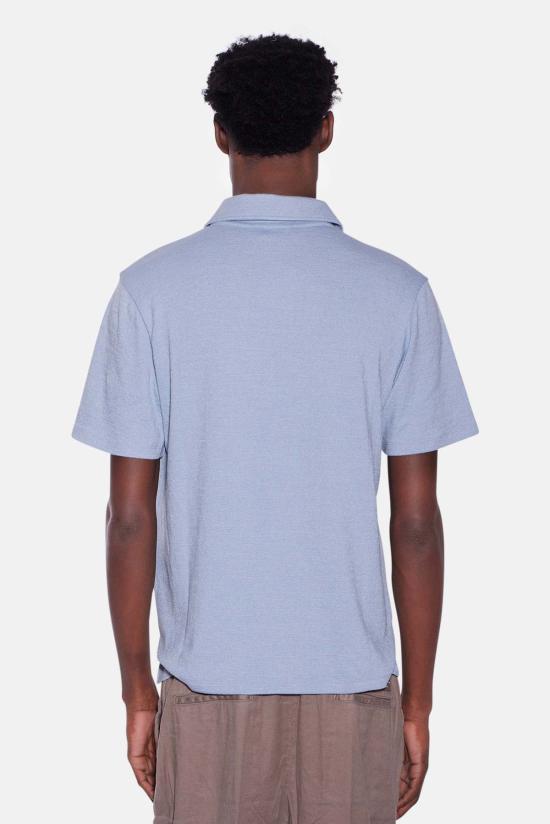  블루&크림 반팔 셔츠 반팔 슬럽 버튼다운 파티나 블루 - BLUE&CREAM