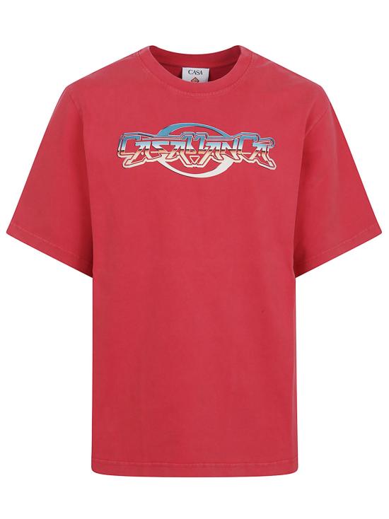 25FW 카사블랑카 반팔 티셔츠 MPF25 JTS44 01 RED JERSEY CASABLANCA CHROME