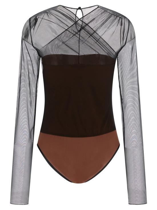 25FW 넨시 도자카 바디수트 티셔츠 NDSS25TOP083BLACKBROWN Black - NENSI DOJAKA