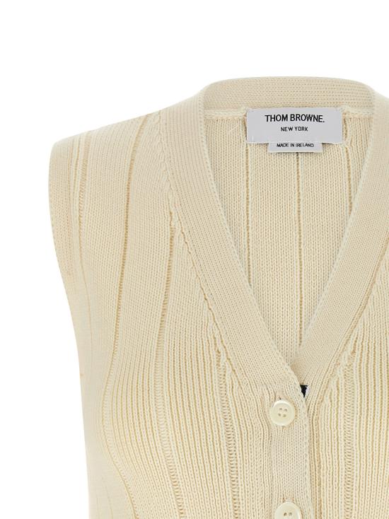 25FW 톰브라운 베스트 FKV217AY1024100 White - THOM BROWNE