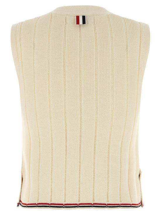 25FW 톰브라운 베스트 FKV217AY1024100 White - THOM BROWNE