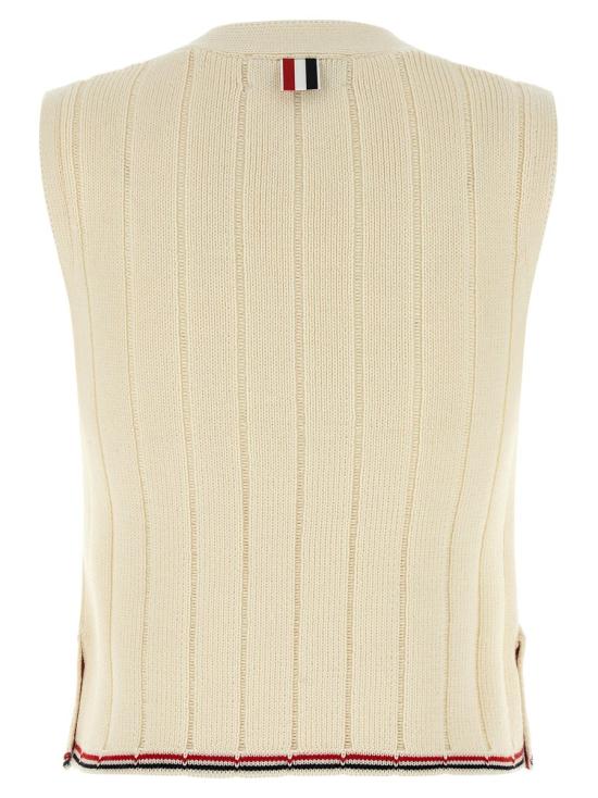 25FW 톰브라운 베스트 FKV217AY1024100 WHITE - THOM BROWNE