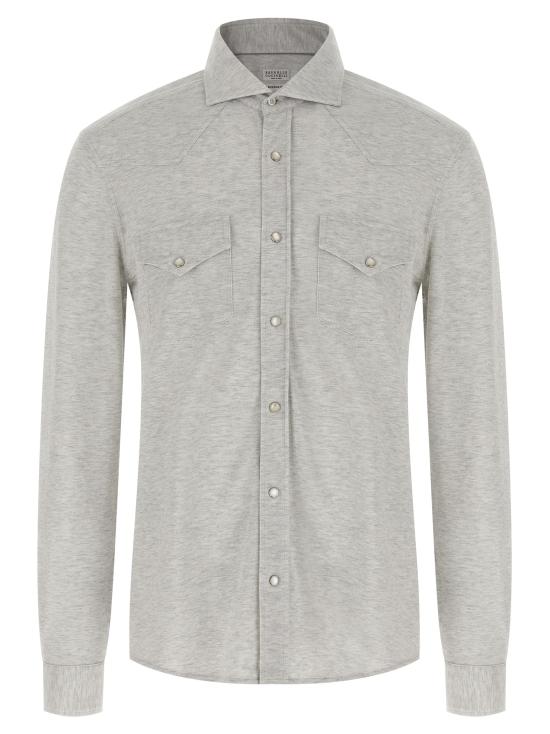 25FW 브루넬로 쿠치넬리 긴팔 셔츠 ME8546666C3657 Gray