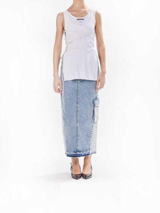  모스키노 민소매 티셔츠 251D120604451001 White - MOSCHINO