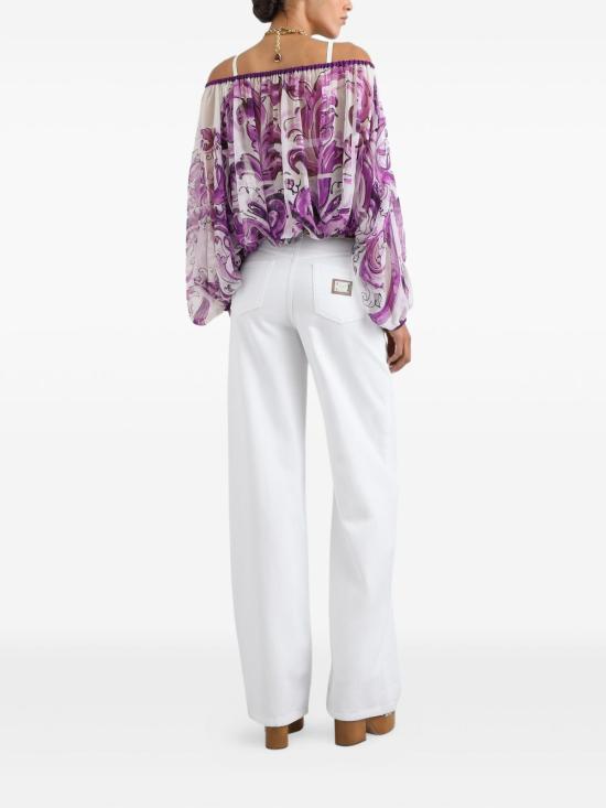 25FW 돌체앤가바나 민소매 티셔츠 F72G7T HI1T4HP5DQ White purple - DOLCE & GABBANA