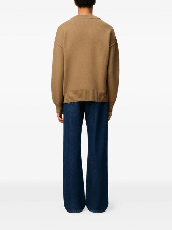 25FW 아미 하트 로고 인타르시아 V넥 가디건 UKC367018288 CAMEL DOM - AMI