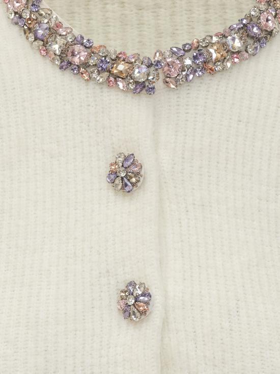 25FW 셀프 포트레이트 엠벨리시드 트림 가디건 AW25135CC CREAM - SELF PORTRAIT