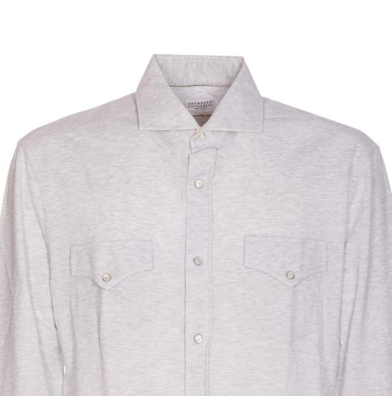 25FW 브루넬로 쿠치넬리 긴팔 셔츠 ME8546666C3657 GREY - BRUNELLO CUCINELLI