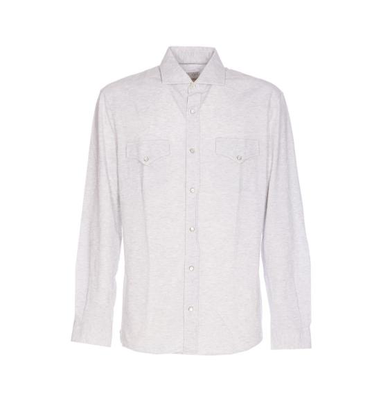 25FW 브루넬로 쿠치넬리 긴팔 셔츠 ME8546666C3657 GREY