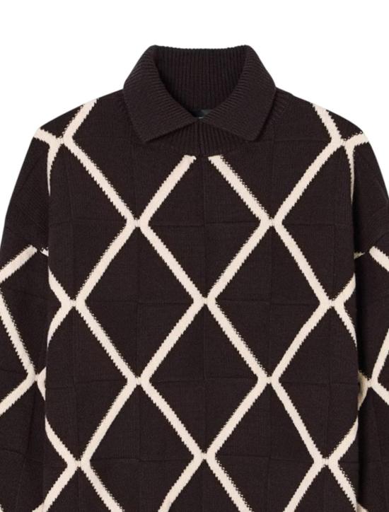 25FW 엠포리오 아르마니 집업 니트 EM004130AF21496F6181 CHOCOLATE TORTE ARGYLE - EMPORIO ARMANI