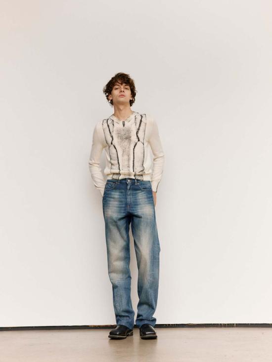  MM6 메종마르지엘라 데님 팬츠 Mm6 메종 마르지엘라 워시드 인디고 트위스트 심 5포켓 진 - MM6 MAISON MARGIELA