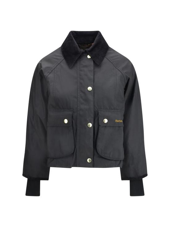 26FW 바버 크롭드 비드넬 왁스 재킷 LWX1403 BK71 BLACK