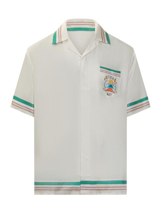 25FW 카사블랑카 반팔 셔츠 MPF25SH003 07 SILK TWILL CASA WAY