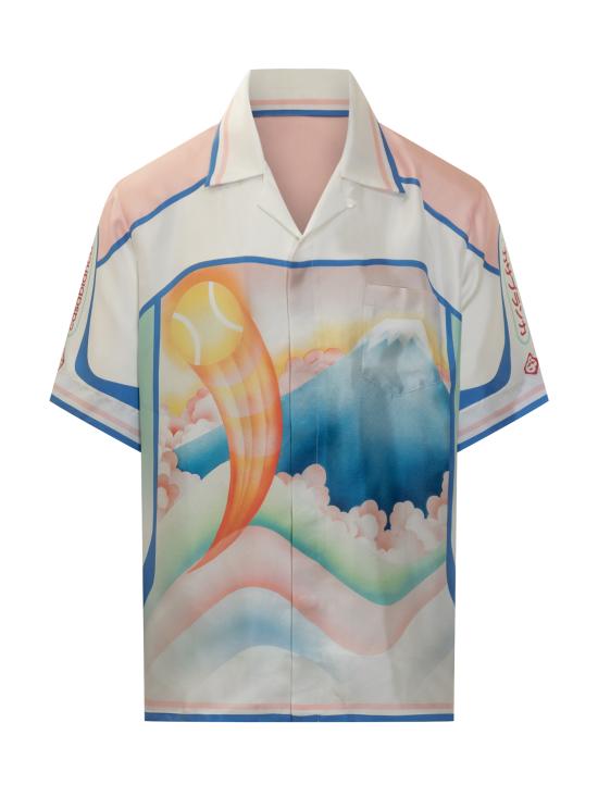 25FW 카사블랑카 반팔 셔츠 MPF25SH003 03 SILK TWILL FUJI DREAM