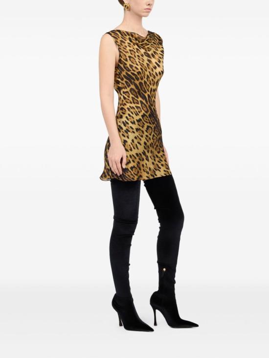 25FW 로베르토 카발리 미디 원피스 VWT128 HZQ7100504 Brown - ROBERTO CAVALLI