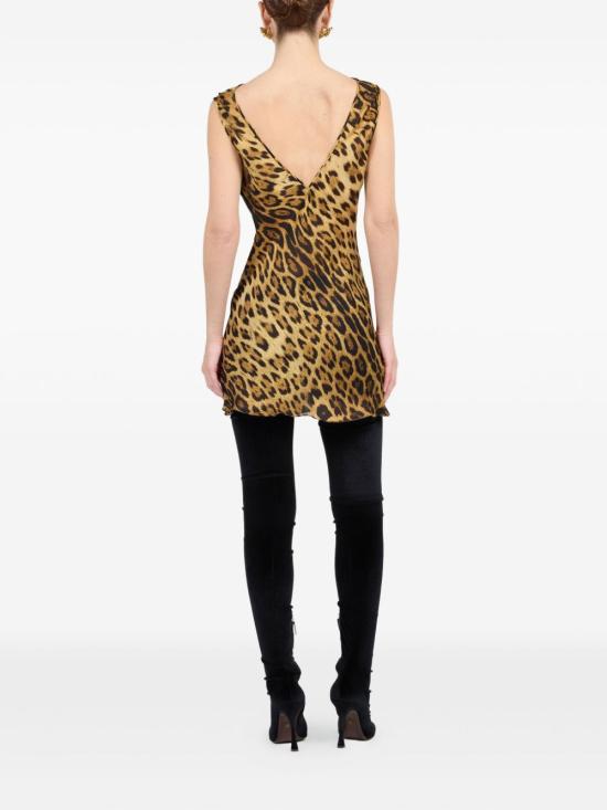 25FW 로베르토 카발리 미디 원피스 VWT128 HZQ7100504 Brown - ROBERTO CAVALLI