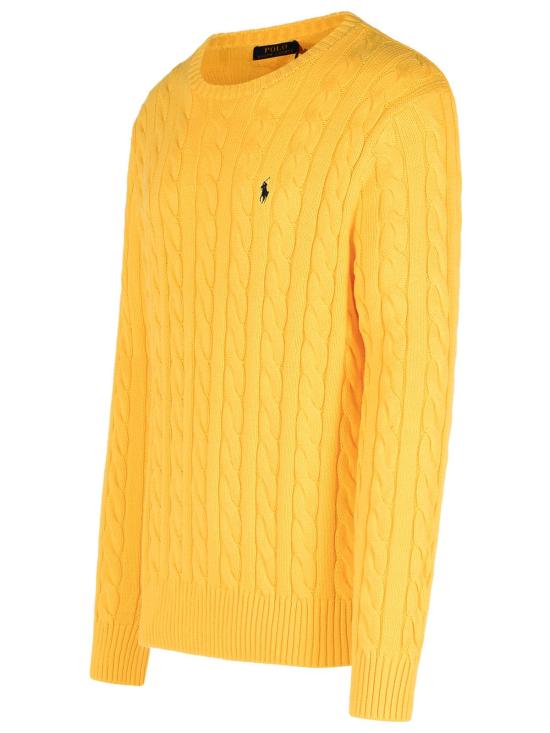 25SS 폴로 랄프로렌 로고 자수 케이블 니트 스웨터 710775885004 Yellow - POLO RALPH LAUREN
