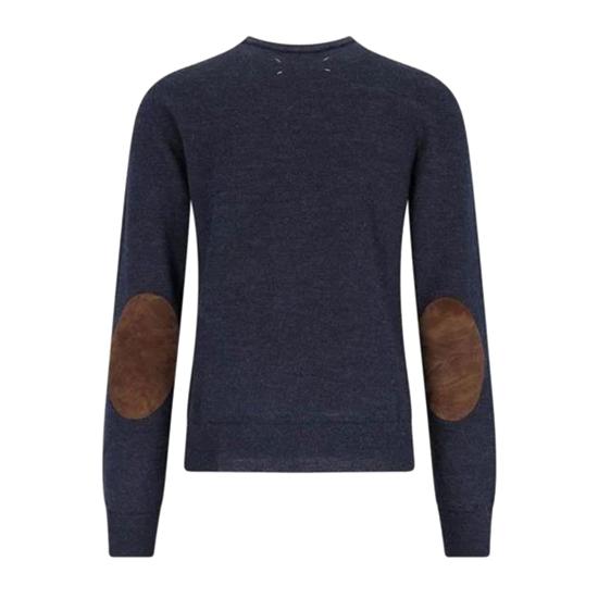 25FW 마르지엘라 엘보 패치 울 스웨터  S50HL0041M13098 511M NAVY - MAISON MARGIELA