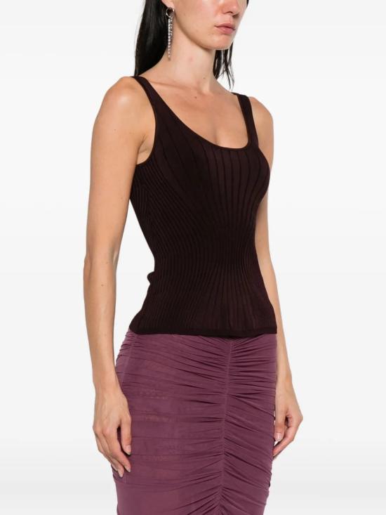 25FW 뮈글러 민소매 티셔츠 25F2TO071711283012 Bordeaux - MUGLER