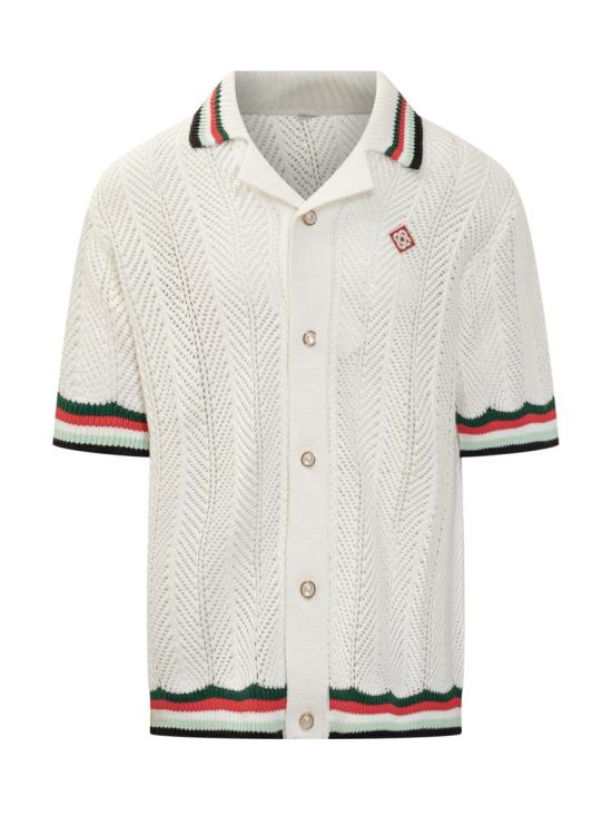 25FW 카사블랑카 반팔 셔츠 MPF25KW996 01 WHITE