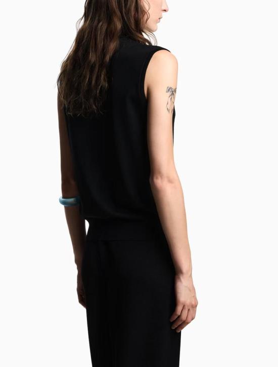 25FW 엠포리오 아르마니 민소매 티셔츠 EW002686AF19176FC005 BLACK RHINESTONES - EMPORIO ARMANI