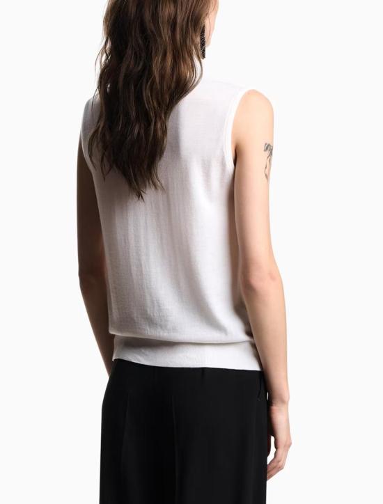 25FW 엠포리오 아르마니 민소매 티셔츠 EW002686AF19176F0015 WHITE RHINESTONES - EMPORIO ARMANI