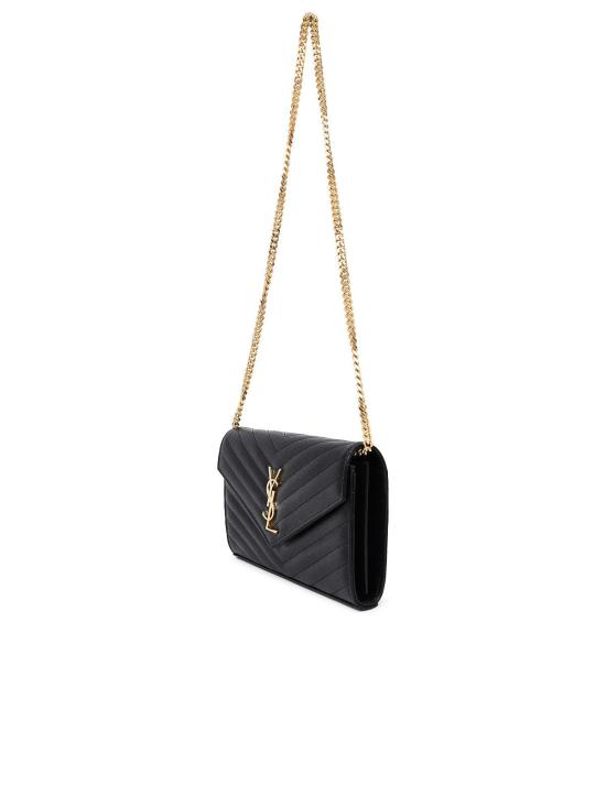 26SS 생로랑 레더 카산드라 체인 월렛 377828BOW011000 Black - SAINT LAURENT