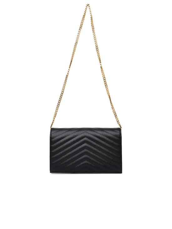 26SS 생로랑 레더 카산드라 체인 월렛 377828BOW011000 Black - SAINT LAURENT