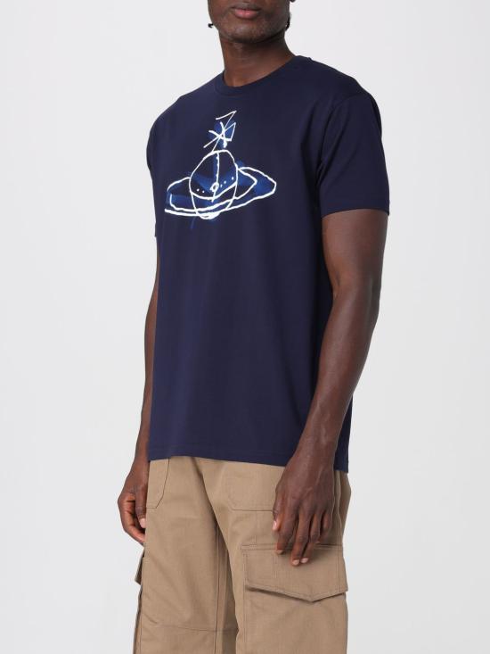 25FW 비비안웨스트우드 반팔 티셔츠 3G01003WJ001M K401 Blue - VIVIENNE WESTWOOD